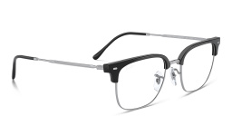 Shop Ray-Ban New Clubmaster Unisex Square Eyeglasses in Black On Silver online.