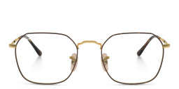 Shop Ray-Ban Jim Unisex Irregular Eyeglasses in Polished Havana On Gold online.