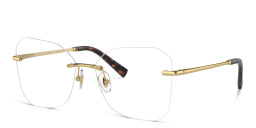 Shop TIFFANY Logo Rimless Wide Irregular Eyeglasses in Gold online.