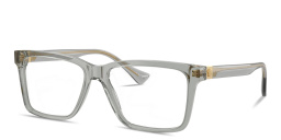 Shop VERSACE Medusa Wide Rectangle Eyeglasses in Transparent Grey online.