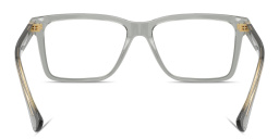 Shop VERSACE Medusa Wide Rectangle Eyeglasses in Transparent Grey online.