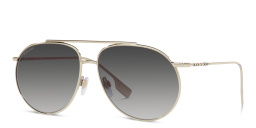 Shop BURBERRY Aviator Sunglasses in Light Gold online.
