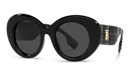 Shop BURBERRY Oversized Round Sunglasses in Black online.