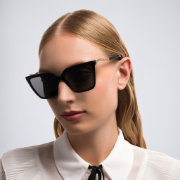 Shop BVLGARI Cat-Eye Sunglasses in Black online.