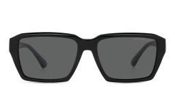 Shop Emporio Armani Rectangle Sunglasses in Shiny Black online.