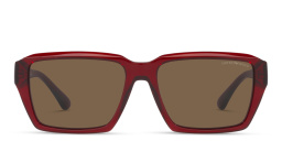 Shop Emporio Armani Rectangle Sunglasses in Shiny Transparent Red online.
