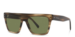 Shop GIORGIO ARMANI Unisex Square Sunglasses in Striped Brown online.