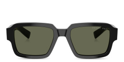 Shop PRADA Heritage Square Sunglasses in Black online.