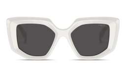 PRADA Triangle Logo Irregular Sunglasses in White – Product Photo 1