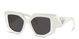 PRADA Triangle Logo Irregular Sunglasses in White – Product Photo 2