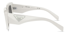 PRADA Triangle Logo Irregular Sunglasses in White – Product Photo 3
