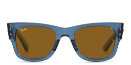 Shop Ray-Ban Mega Wayfarer Unisex Square Sunglasses in Transparent Blue online.