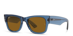 Shop Ray-Ban Mega Wayfarer Unisex Square Sunglasses in Transparent Blue online.