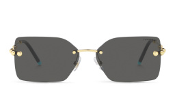 Shop TIFFANY Tiffany HardWear Rimless Rectangle Sunglasses in Pale Gold online.