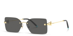 Shop TIFFANY Rimless Rectangle Sunglasses in Pale Gold online.