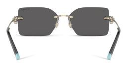 Shop TIFFANY Rimless Rectangle Sunglasses in Pale Gold online.