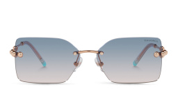 Shop TIFFANY Tiffany HardWear Rimless Rectangle Sunglasses in Gold online.