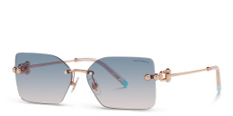 Shop TIFFANY Rimless Rectangle Sunglasses in Gold online.