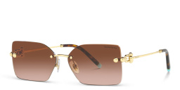 Shop TIFFANY Rimless Rectangle Sunglasses in Pale Gold online.