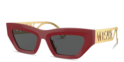 VERSACE Logo Signature Irregular Sunglasses in Red – Product Photo 2
