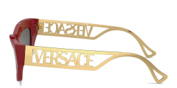 VERSACE Logo Signature Irregular Sunglasses in Red – Product Photo 3