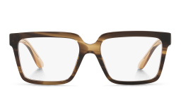 GIORGIO ARMANI Wide Square Eyeglasses in Shiny Striped Brown – Product Photo 1