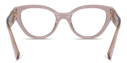 Shop MIU MIU Vertical Logo Cat-Eye Eyeglasses in Transparent mauve online.