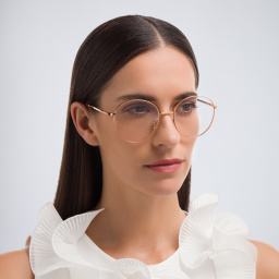 Shop MIU MIU Round Eyeglasses in Rose Gold online.