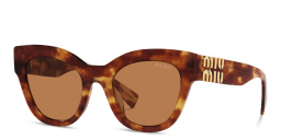MIU MIU Wide Cat-Eye Sunglasses in Light Havana – Product Photo 2