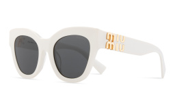 Shop MIU MIU Vertical Logo Square Sunglasses in White online.