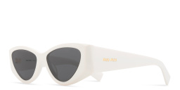 Shop MIU MIU Vertical Logo Cat-Eye Sunglasses in White online.