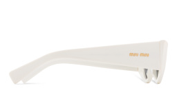 Shop MIU MIU Vertical Logo Cat-Eye Sunglasses in White online.