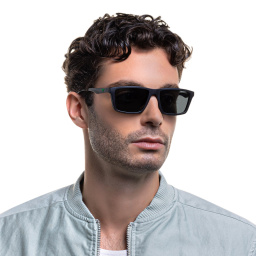 Emporio Armani Wide Rectangle Eyeglasses in Matte Black – Product Photo 7