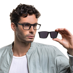 Emporio Armani Wide Rectangle Eyeglasses in Matte Black – Product Photo 9