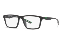 Emporio Armani Wide Rectangle Eyeglasses in Matte Black – Product Photo 2
