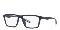 Emporio Armani Wide Rectangle Eyeglasses in Matte Blue – Product Photo 2