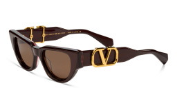 Shop VALENTINO V-Due Cat-Eye Sunglasses in Burgundy online.