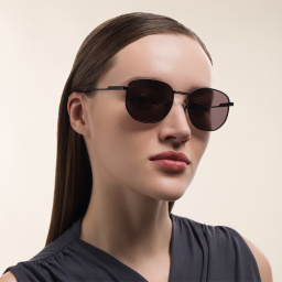 Shop BOTTEGA VENETA Unisex Round Sunglasses in Black online.