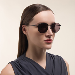 Shop BOTTEGA VENETA Unisex Round Sunglasses in Black online.