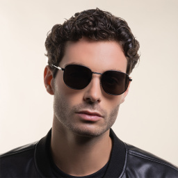 Shop BOTTEGA VENETA Unisex Round Sunglasses in Black online.