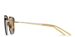 Shop SAINT LAURENT Half-Rim Irregular Sunglasses in Gold online.