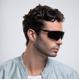 SMITH Unisex Rimless Wide Irregular Sunglasses in Black – Product Photo 8