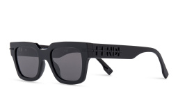 Shop FENDI Fendigraphy Rectangle Sunglasses in Black online.