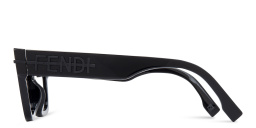 Shop FENDI Fendigraphy Rectangle Sunglasses in Black online.