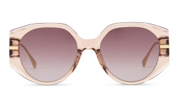 Shop FENDI Fendigraphy Oversized Oval Sunglasses in Transparent Pink online.