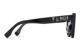 Shop FENDI Lettering Cat-Eye Sunglasses in Black online.