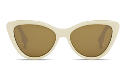 Shop FENDI Lettering Cat-Eye Sunglasses in Beige online.