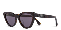 Shop FENDI Lettering Cat-Eye Sunglasses in Havana online.