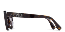 Shop FENDI Lettering Cat-Eye Sunglasses in Havana online.