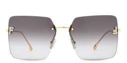 Shop FENDI First Crystal Oversized Rimless Square Sunglasses in Endura Gold online.
